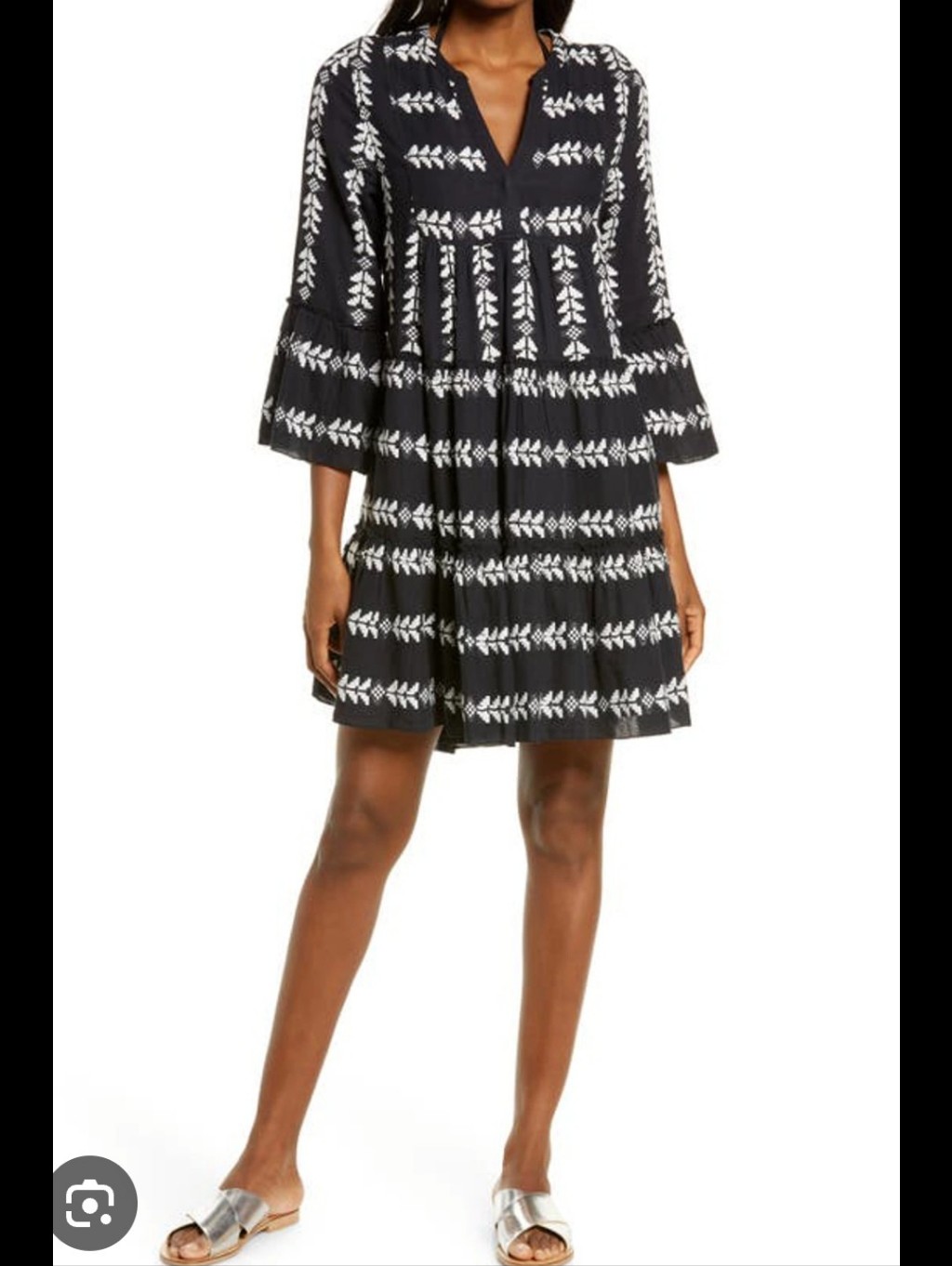Elan Grecian Cover Up Dress With White Embroidery Small